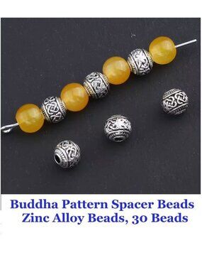 Buddha Pattern Spacer Beads - Zinc Alloy Beads, 30 Beads